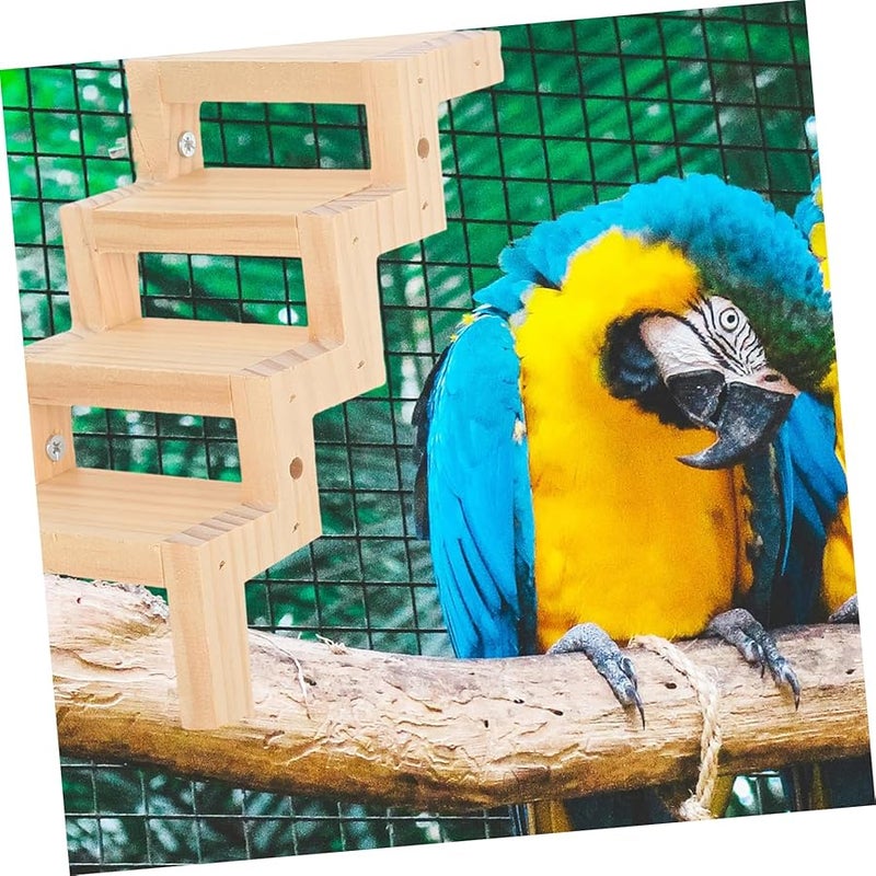 Natural Wooden Bird Ladder Perch Toy Safe Climbing Accessory for Parrots Hamsters Pets - Image 4